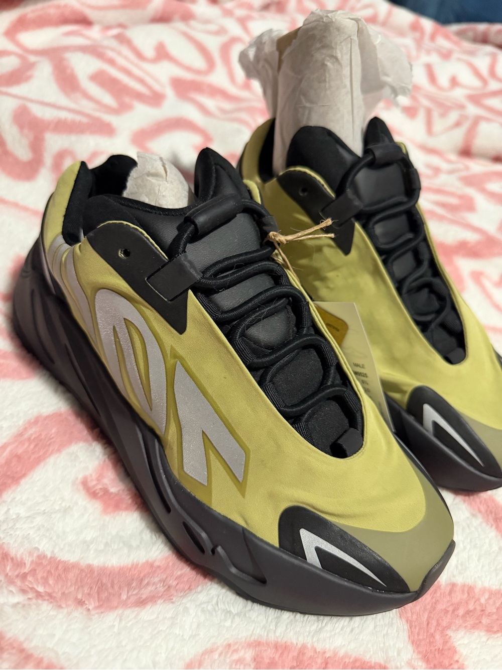 Yeezy x Adidas Athletic Sneakers in Olive Green and Black
